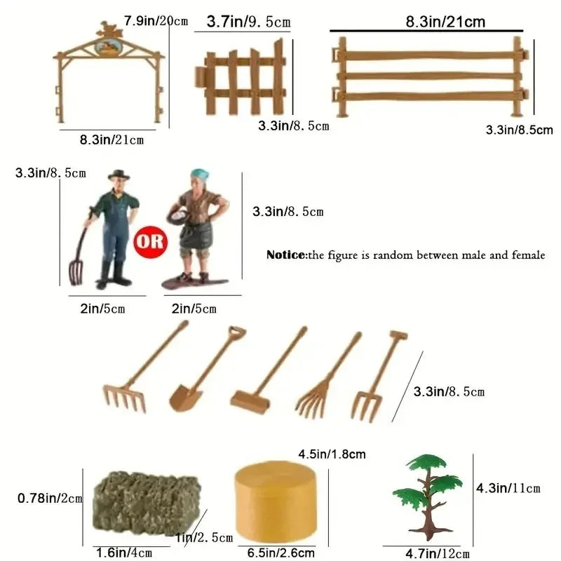 16.5" Big Tractor Toy,Farm Toy,Farm Animals Set,Include Truck Toy and Traile,Fence,Farmer,Animals,Tool,Farm Set for Gift