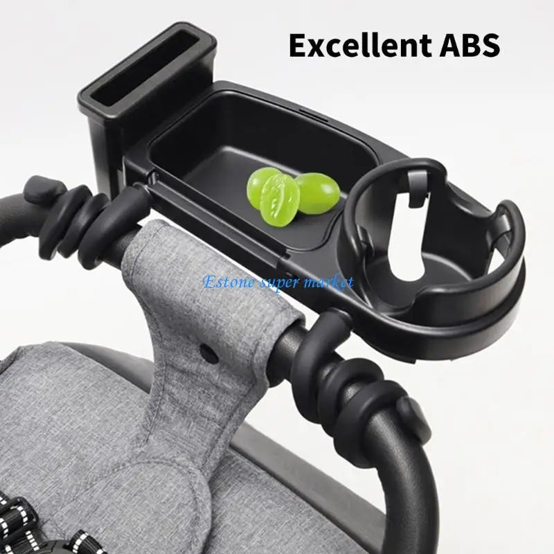 090B 3 in 1 Strollers Milk Bottle Cup Holder for Snacks & Drink Strollers Tray Phone Holder Detachable Tray
