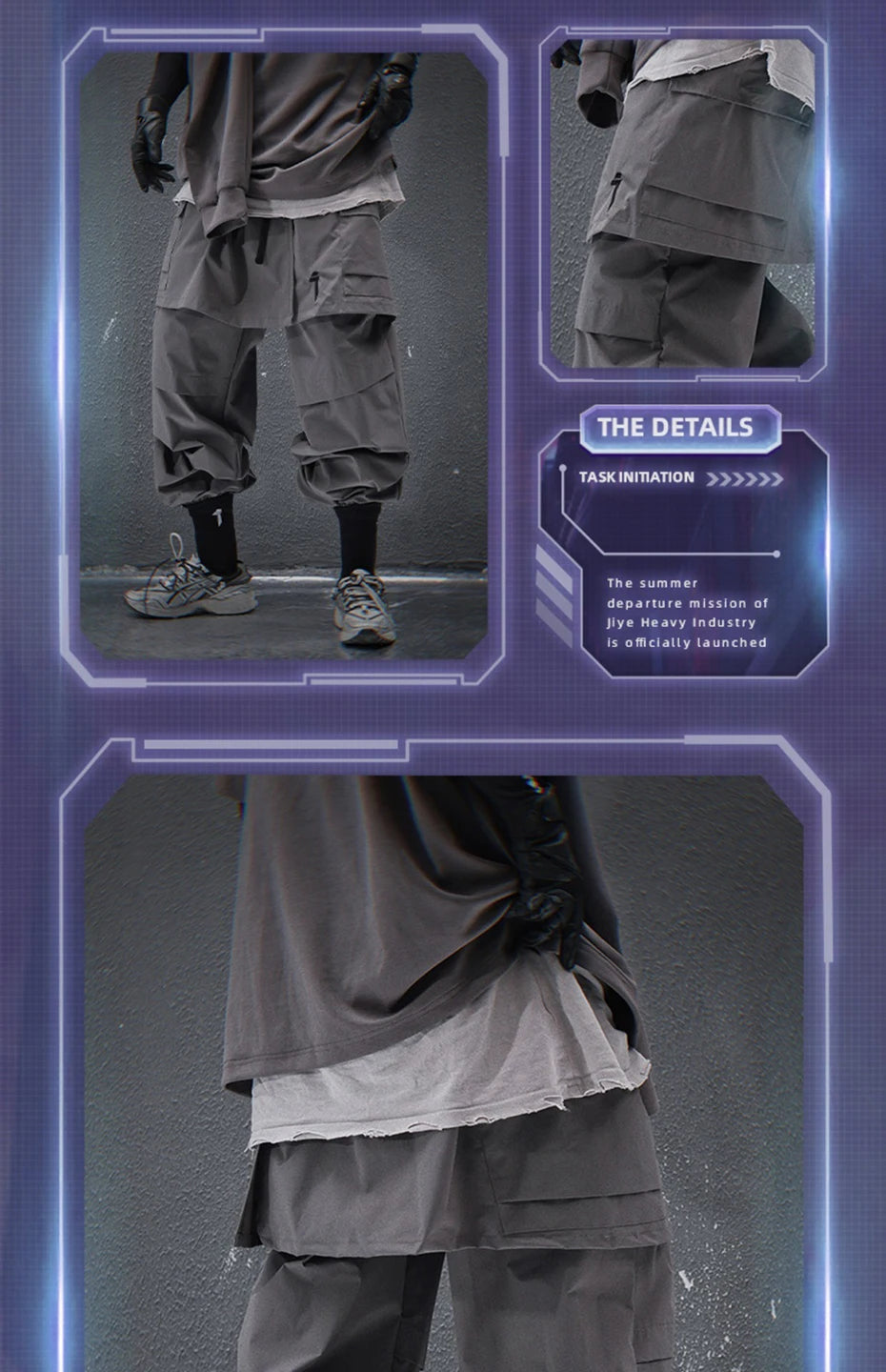 Techwear Tactical Skirt Pants Men's Fashion Streetwear Baggy Cargo Pants Joggers Black Loose Sweatpants