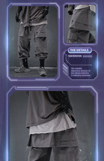 Techwear Tactical Skirt Pants Men's Fashion Streetwear Baggy Cargo Pants Joggers Black Loose Sweatpants