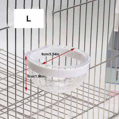 Bird Feeding Bowl Detachable Transparent Bowl Plastic Food Cup For Cage Convenient Hanging Seed Water Feeder for Parrots