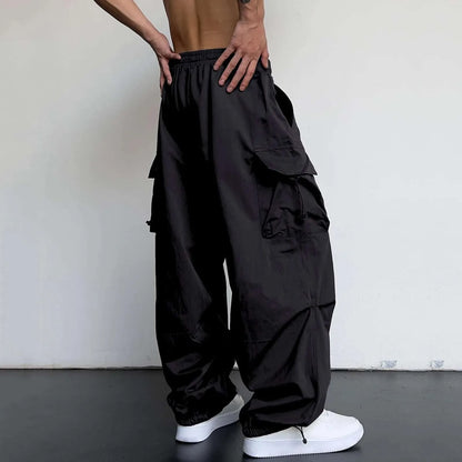 Cargo Pants For Men Baggy Long Pants,Men'S Parachute Cargo Pants Lightweight Pants Drawstring Loose Fit Hiking Casual Pants