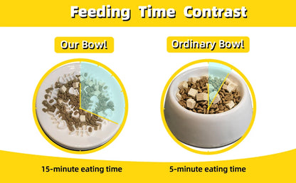 Oitabi Slow Feeder Cat Bowls, Ceramic Cat Slow Bowl Interactive Bloat Stop Slow Feeder Healthy Eating Pet Dog Slow Feeding Bowls