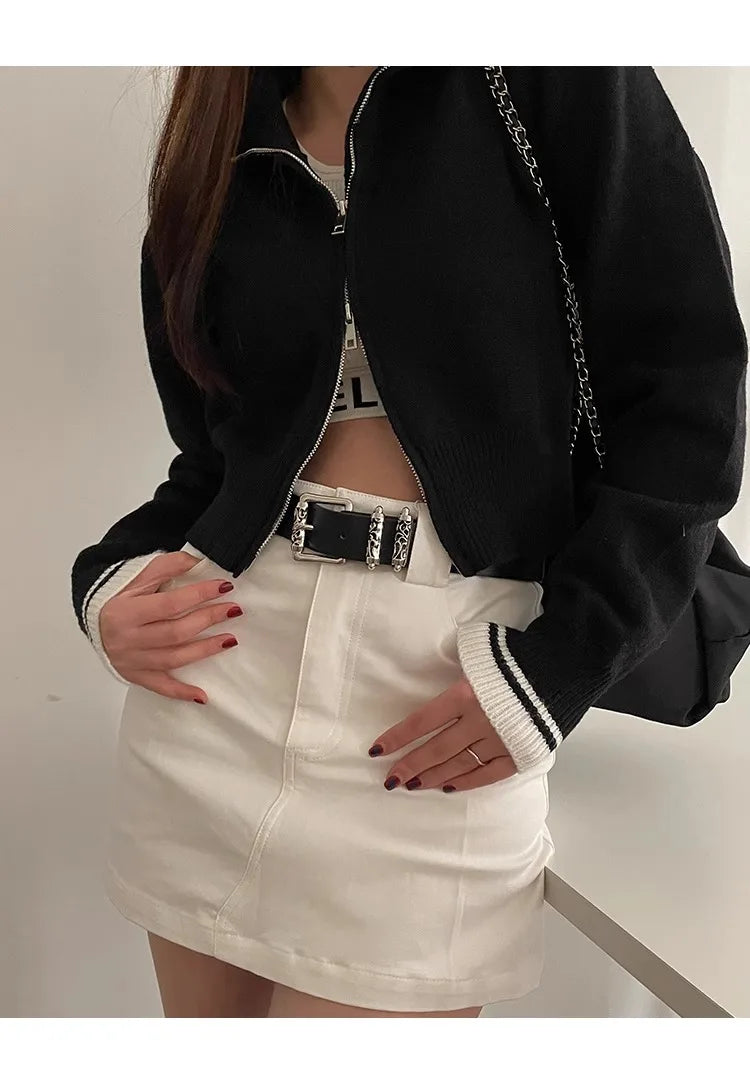 New retro Female Subculture Belt Punk Decorated Jeans Belt Personality Belt White Belt