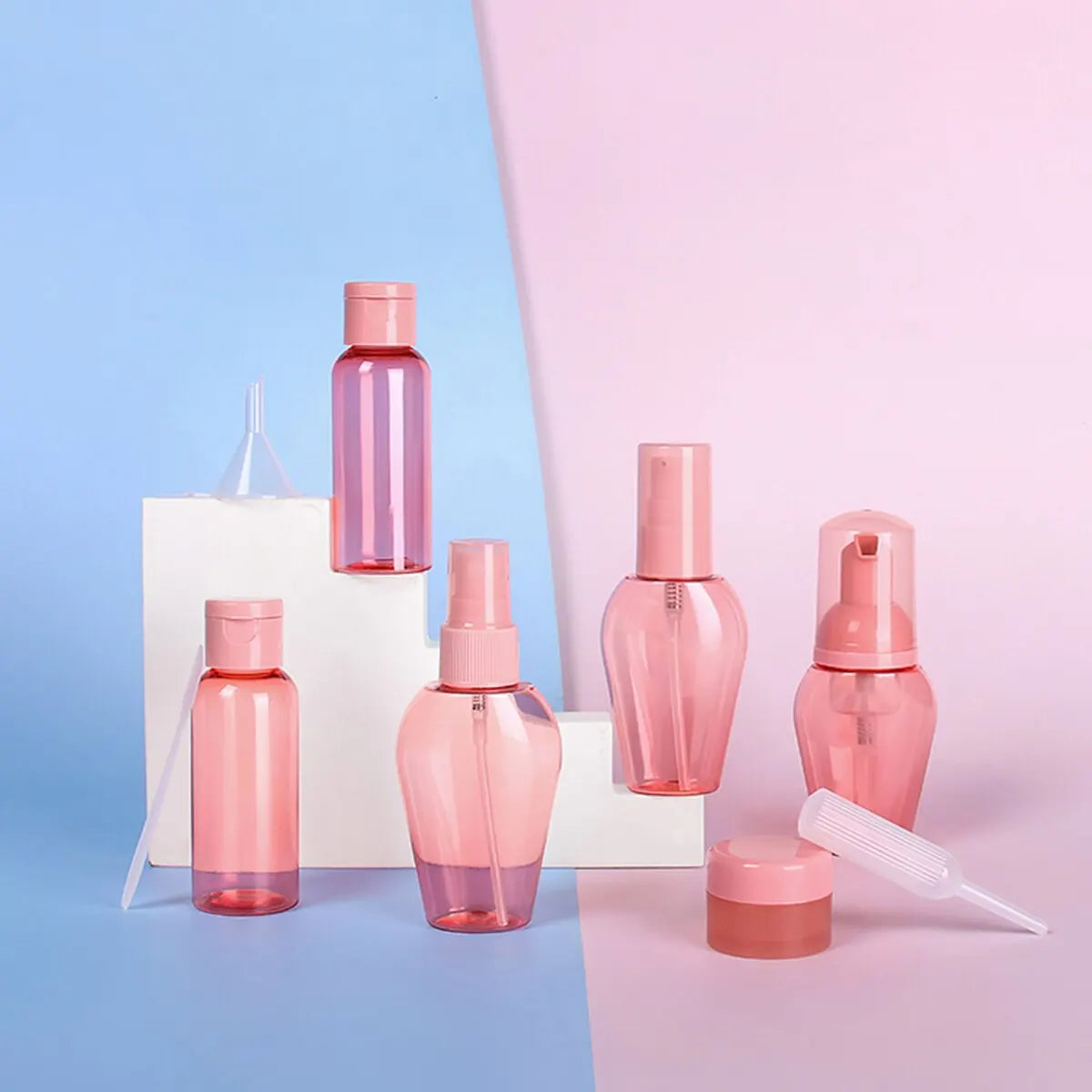 10pcs Travel Bottles Toiletry Kit Leak Proof Portable Set, Red Clear Flight Size Cosmetic Containers for Lotion,Shampoo