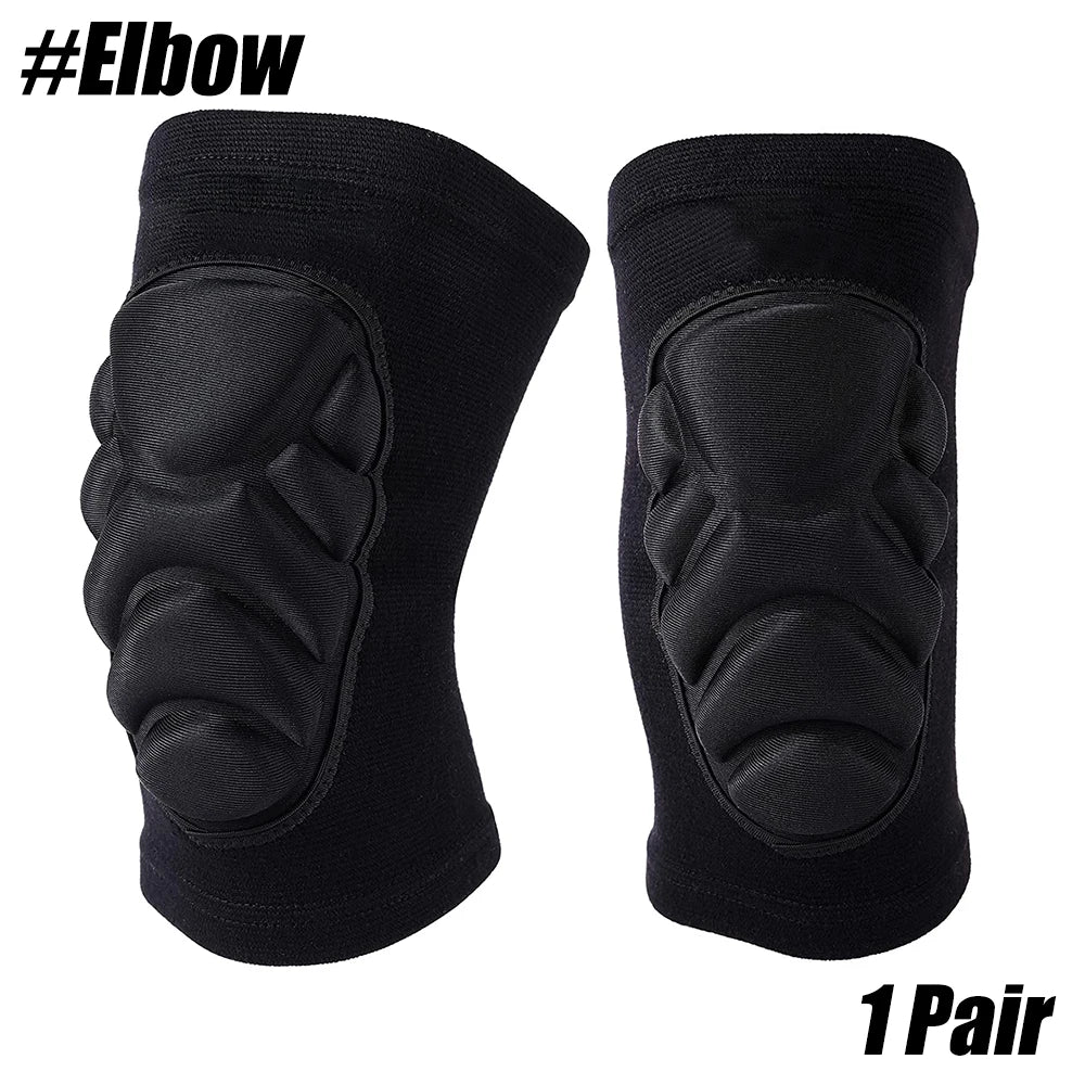 1Pair Premium Knee & Elbow Pads - Thick EVA Foam Protection for Sports & Work - Anti-Slip Design for Basketball/Volleyball/Work