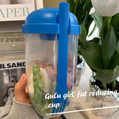 Portable Salad Container Bottled with Fork Mason Cup with Spoon Cap Yogurt Cup Milk Cup for Lunch Salad Breakfast Salad Bowl