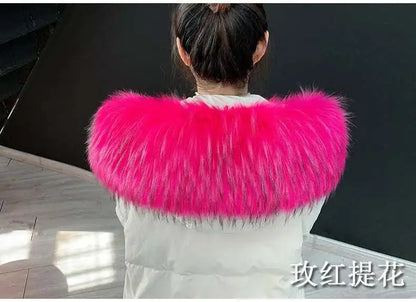 Detachable Faux Fur Collar Extra Large Warm Fake Fur Scarf Wrap Evening Cape For Winter Womens Coat Faux Fur Hood Ttrim Collar