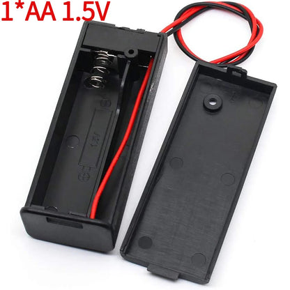 1/2/3/4 Slot AA Battery Holder,1.5V/3V/4.5V/6V AA Battery Box with Leads Wires ON/Off Switch and Screw Cap Case Back Cover