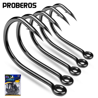 PROBEROS 10Pcs/lot Thick High Carbon Steel Fishhook Lron Hook With Barb Hook for Haihu River Fishing Gear Accessories Wholesale