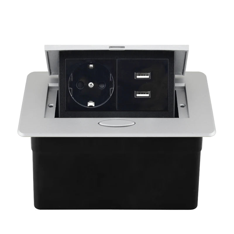 220V Desktop Power Socket Pop-up Hidden Socket EU Socket Built-in Socket With Dual USB Interface And type-C Interface