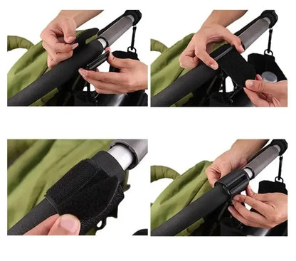 2pcs Leather Stroller Hook Baby Stroller Hook Carabiner Hook Velcro Hook Walking Universal Hook Artifact Kids Travel Accessories
