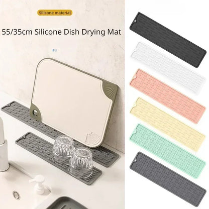 Silicone Dish Drying Mat Anti Slip Sink Storage Kitchenware Sink  Protection Mat Tray Bathroom Gadget Countertop Mat Organizer
