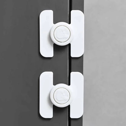 2pcs Child Multi Functional Safety Locks Double Buckle Lock for Refrigerator Cabinet Lock Anti-Pinching Hand Security Protection