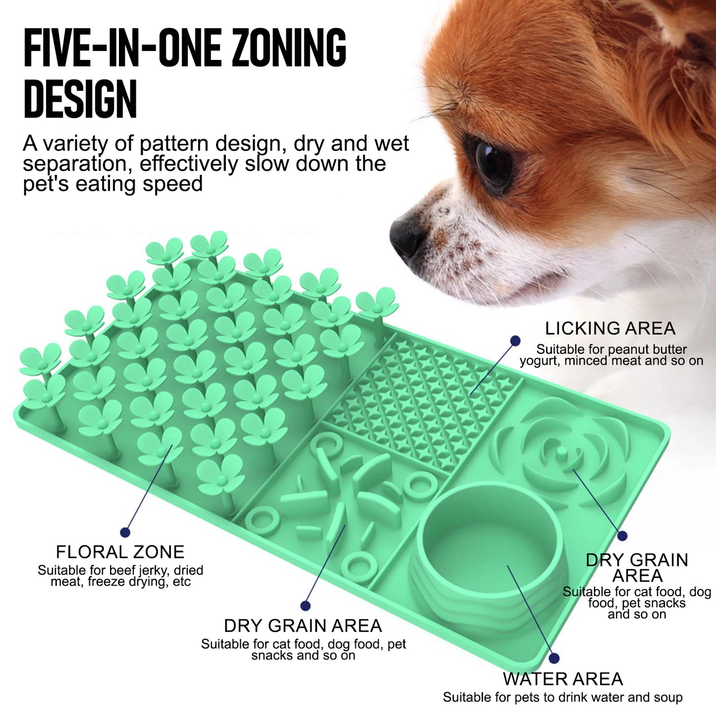 Pet Licking Mat Pet Silicone Eating Ware Dog Slow Food Mat Placemat  Dog Feeder Supplies Suction Cup Dog Bathing Distraction