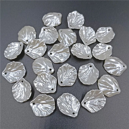 20pcs White ABS Pearl Leaf Shaped Loose Beads For DIY Handmade Crafts Hair Jewelry Accessories