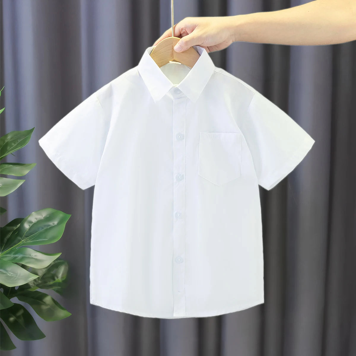 Summer New Baby Boy Shirt Simple Style White Short Sleeved Children'S Clothing Suitable For Heights Of 120-180cm