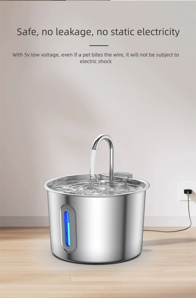 2.2L Automatic Cat Water Fountain With Faucet USB Stainless Steel Filter Silent Water Pump Cat And Dog Water Fountain Supplies