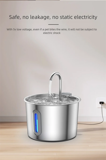 2.2L Automatic Cat Water Fountain With Faucet USB Stainless Steel Filter Silent Water Pump Cat And Dog Water Fountain Supplies