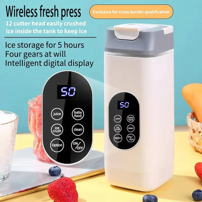 Electric Blender Rechargeable Portable Juicer USB Charging Hand Blender Electric Fruit Juicer 12 Blades Crushed Ice Juicer Cup