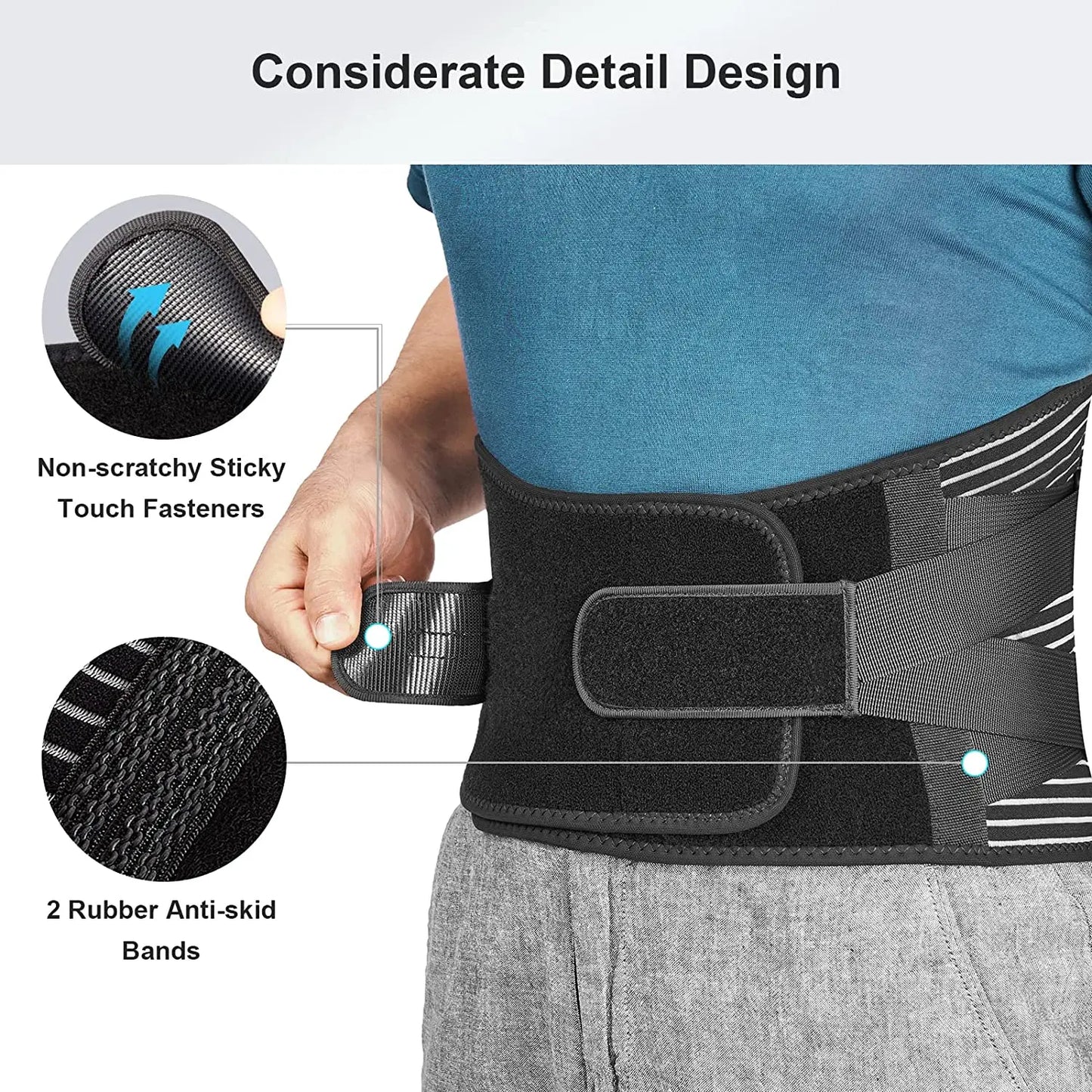 Back Braces for Lower Back Pain Relief with 6 Stays, Breathable Back Support Belt, Anti-skid lumbar support belt with 16-hole