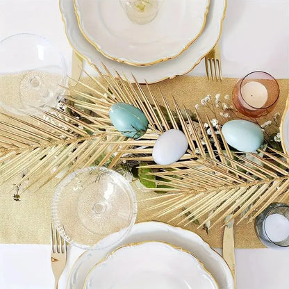 6/12 gold faux palm fronds, outdoor faux palm fronds, fake tropical palm fronds, birthday and wedding party decorations