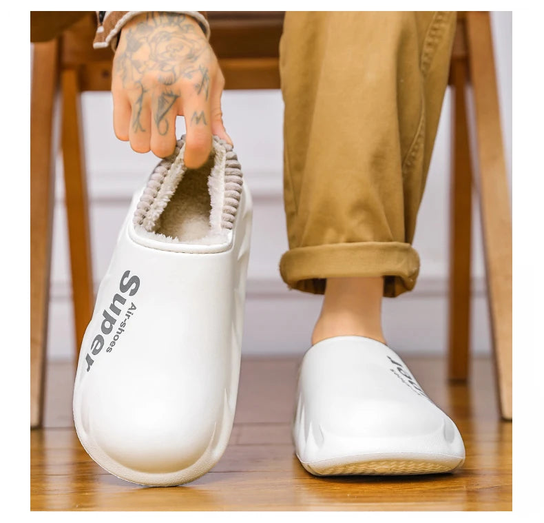 Plus Size 4849 Winter Men Slippers Warm Fur Home Slippers for Men Fashion Plush House Cotton Shoes Womens Wear Slides New