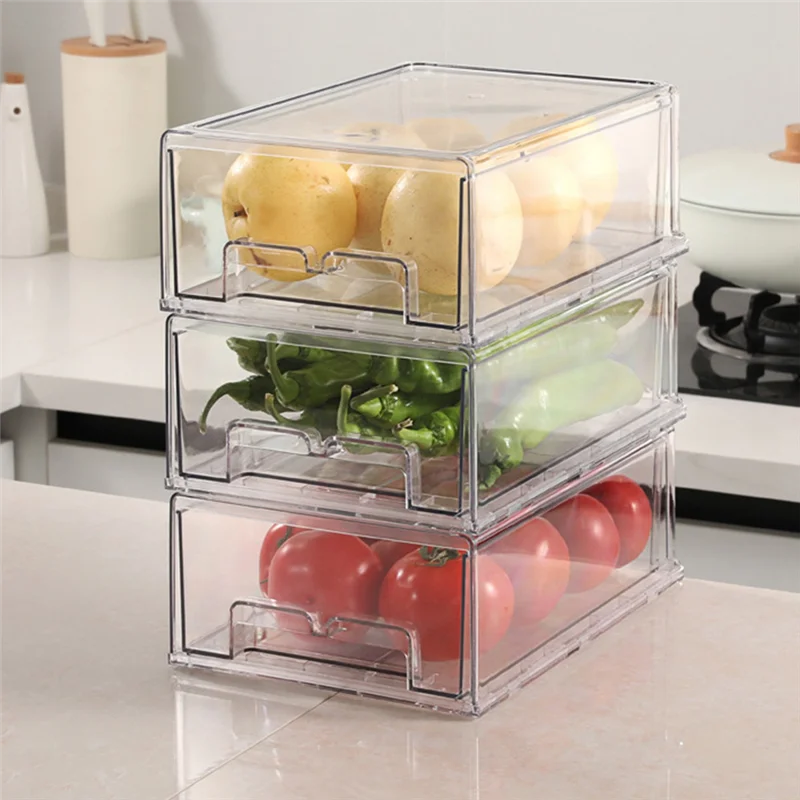 ABYN-Refrigerator Drawers Stackable Fridge Organizer Bins For Refrigerator Organizers And Storage