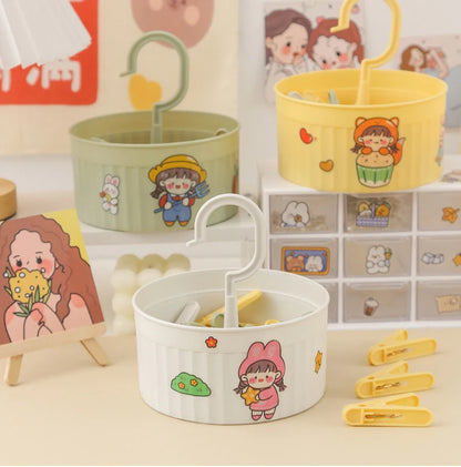 24PCS Laundry Clip Non-slip Windproof Metal Spring Clothes Peg Clothespin Windproof Laundry Clips Drying Racks with Basket