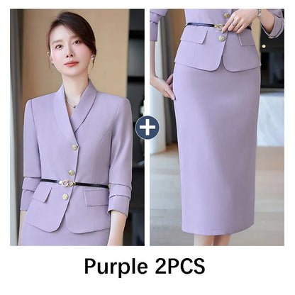 Office Skirt Sets 2 Piece for Women Long Sleeve Blazer And Skirt Formal Jacket Outfits for Business Wedding Sets for Women Guest