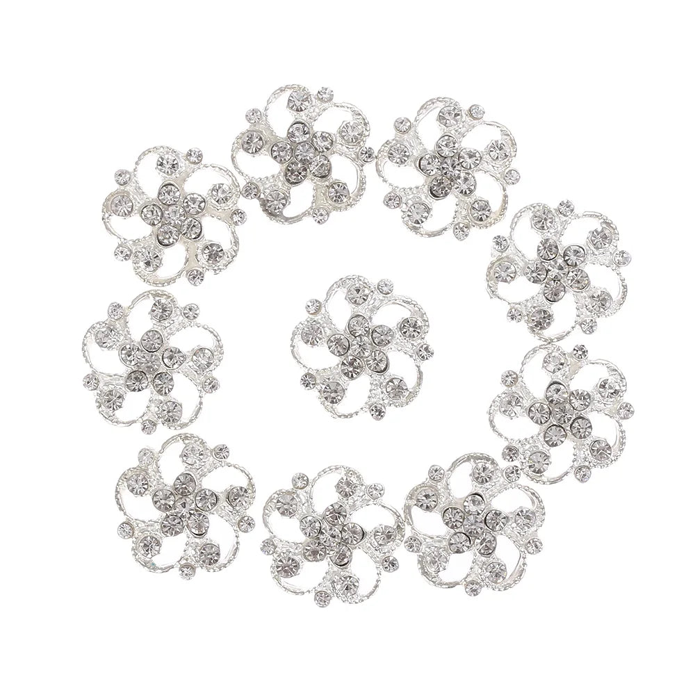 10 PCs 15/20/25MM Round Metal Rhinestone Buttons for Clothing DIY Sewing Accessories Wholesale Luxury Fashion Apparel Decoration