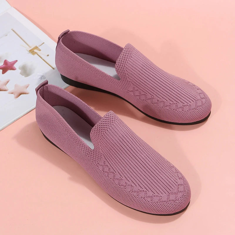 Women Flat Toe Knitted Ladies Office Shoes Comfortable Formal Shoes for Woman Female Ballet Flats Designer Sneakers
