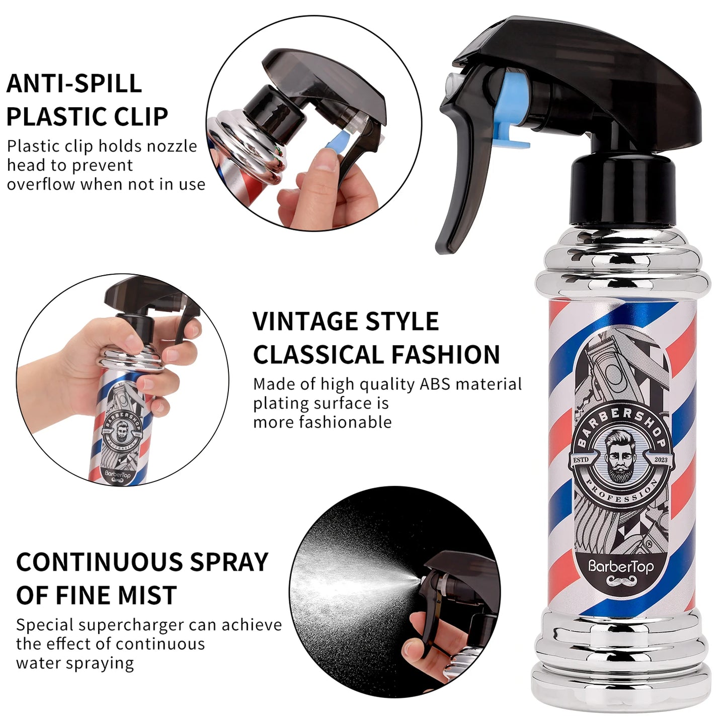 Retro Hairdressing Spray Bottle Refillable Bottles Continuous Mist Watering Can Portable Salon Barber Water Sprayer