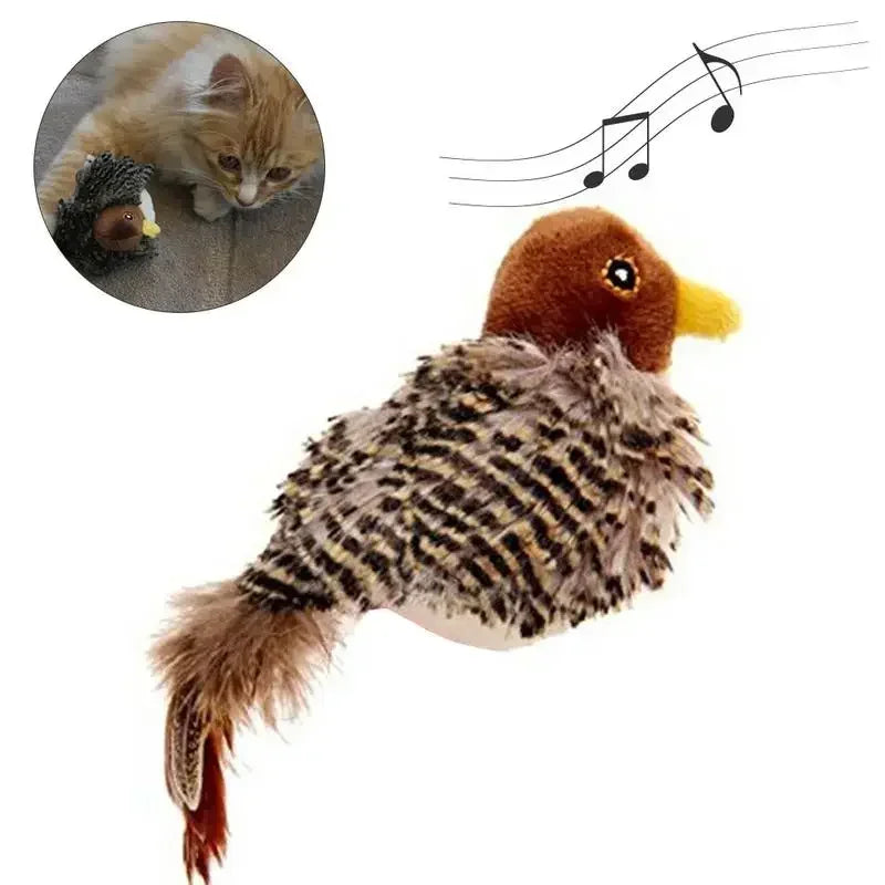 Interactive Cat Toys Flapping Bird Cat Toy Flying Wings Sparrow Catnip Toys Vivid Chirping Simulation Bird Interactive Pet Toy