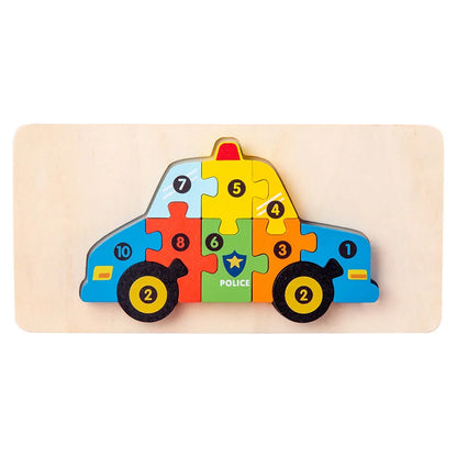 3D Colored Puzzles for Children 2 years old+, Jigsaw, Wooden Toys, Cartoon, Animal, Traffic, Intelligence, Early Education