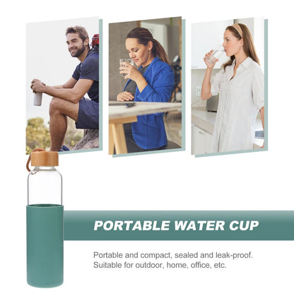 Outdoor Glass Cup Mini Water Bottles Student Water Bottles Portable Water Cup Drinking Cup With Bamboo Cover