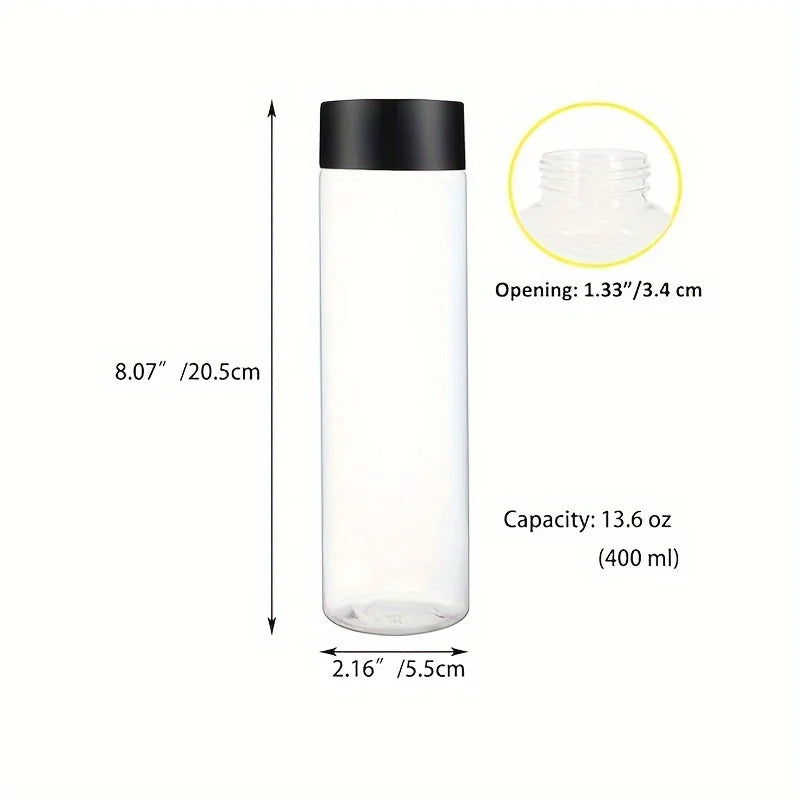 12pcs Portable Plastic Fruit Juice Bottle , Clear Bulk  Container For Indoor/Outdoor, Camping Drink  For Fridge Bar Supplies