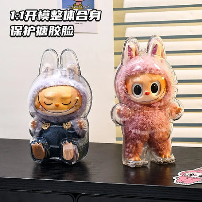 Labubu Case Sitting Party Transparent Protective Shell Dust Cover Protect Knapsack Hanging Decorations Christmas Gift Kids Toy