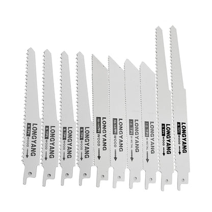 10pcs Saw Blades Set Carbide Woodworking Wood Fibreboard Metal Cutting Reciprocating Power Tools Accessories