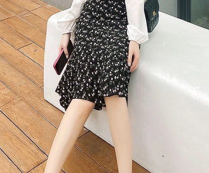 Floral Skirts for Women Midi Clothing Maxi Long Chiffon Flare Womens Skirt Fashion Chic and Elegant High Quality Aesthetic Trend