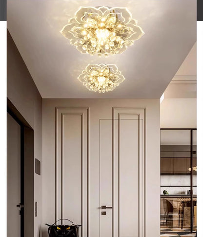 LED Crystal Ceiling Light Modern Flower Shape Ceiling Lamp Hallway Living Room Lamp Bedroom Kitchen Corridors Aisle Light