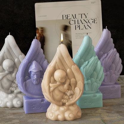 Candle Mold Angel Wings Pray for Jesus Scented Candles Gypsum Ornaments Silicone Mold Resin Mold