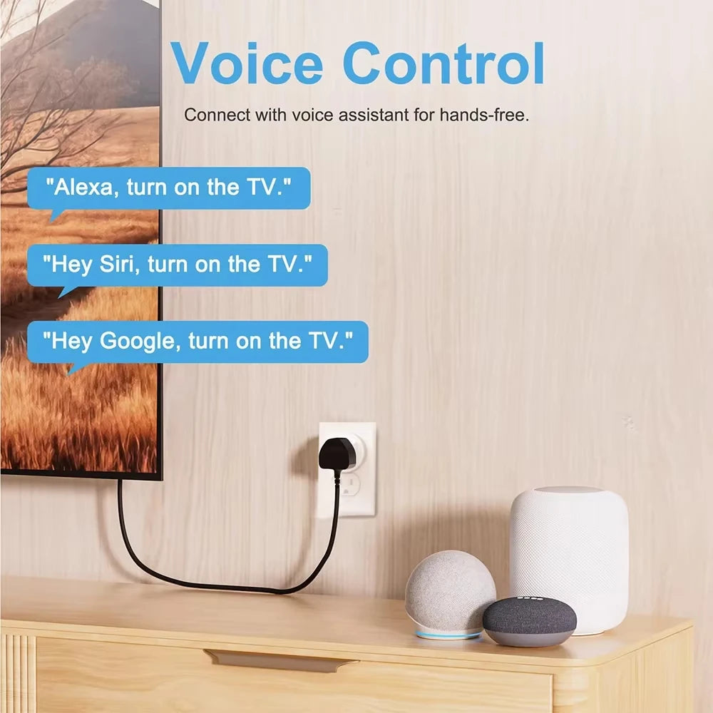 16A/20A EU Smart Plug Power Outlet Matter Smart WiFi Socket Mini Smart Plug for HomeKit SmartThings Works with Siri Alexa