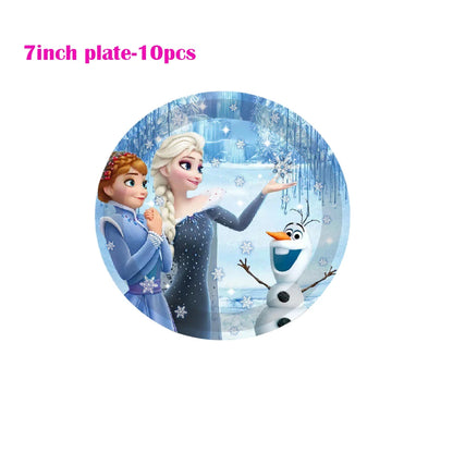 Birthday Disney Frozen happy party for party Disposable tableware girl fover party decor Snow Queen anniversary party Supplies