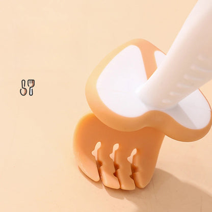 Baby Tableware Set Children Utensil Silicone Toddler Dinnerware Cutlery Cartoon Infant Food Feeding Spoon Fork Baby Gadgets