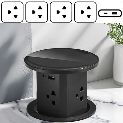 Retractable Pop Up Socket Wireless Charge USB Port US UK AU Universal Automatic Lifting Anti-pinch Protection Outlet Desktop