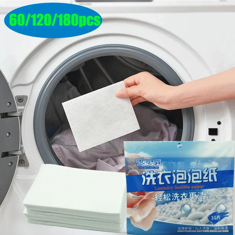 30/180Pcs Laundry Tablets Decontamination Laundry Detergent Sheet Underwear Clothes Cleaning Detergent Laundry Bubble Paper
