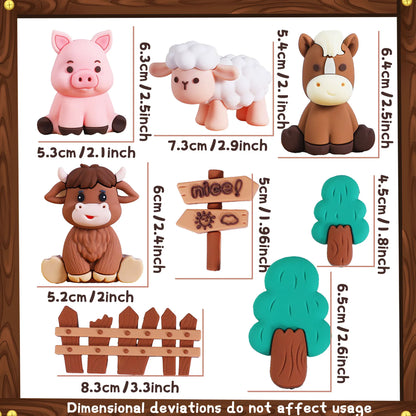 LaVenty Farm Birthday Decorations Farm Birthday Decorations Farm Birthday Decorations Cow Pig Chicken Cake Animal Toppers