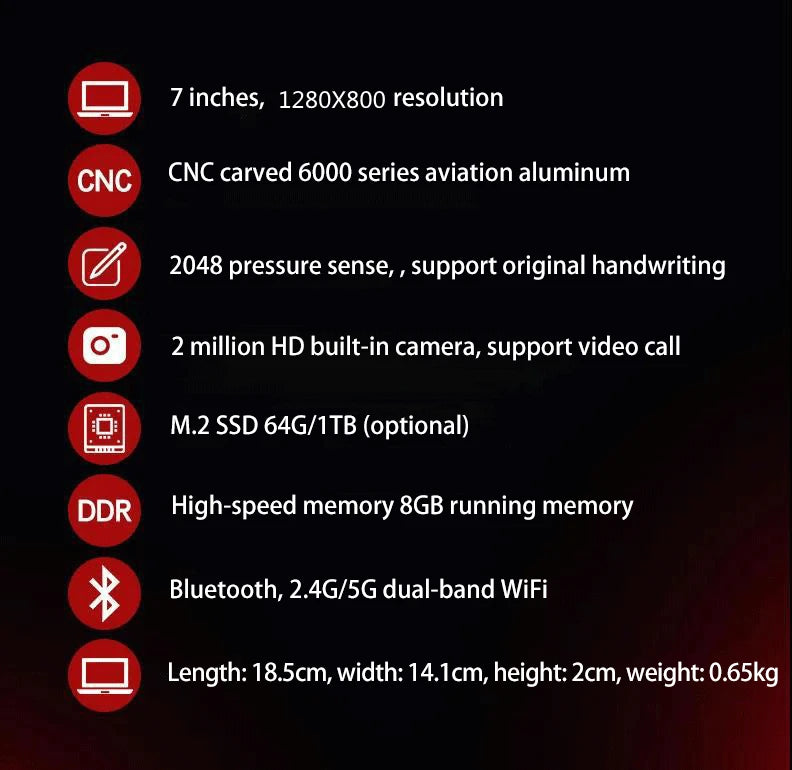 7 Inch Mini Laptop N100 Notebook IPS Touch Screen Portable Netbook Win 11 Pro Mini PC Micro Computer Bluetooth 4.2 16G 1TB