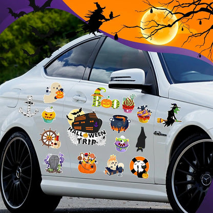 16 Pcs Halloween Cruise Door Decorations Magnetic Halloween Car Magnets Anchor Life Preserver Pumpkin Bats Skeleton Magnets for